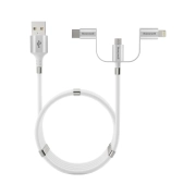 کابل تبدیل چندمنظوره USB به MicroUSB/ لایتنینگ/ USB-C هانیول طول 1٫2 متر مدل HC000041/CBL/MGT/1.2M/WHT