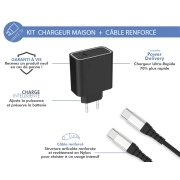 شارژر دیواری 65 وات فورس مدل FPLICS65WGANCBLCCB USB-C PD با کابل USB-C 2 متری