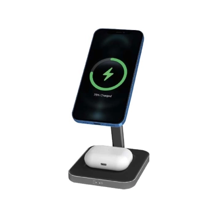 شارژر بی‌سیم 2 در 1 فورس مدل FPMSINDSTAND15WW MagSafe