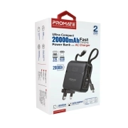 شارژر همراه (پاوربانک) فشرده پرومیت مدل POWERPACK-20PRO ظرفیت 20000 میلی آمپر ساعت به همراه شارژر 6