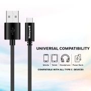 کابل تبدیل USB-A به USB-C هانیول مدل HC000032/CBL/C2.0/1.2M/BLK/NB طول 1/2 متر 1