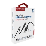 کابل USB-A به لایتنینگ شارژ سریع پرومیت مدل POWERLINK-AI200.BLACK به طول 2 متر 5