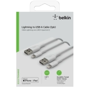 کابل شارژ لایتنینگ به USB-A شارژ سریع بلکین مدل CAA001bt1MWH2PK طول 1 متر بسته‌ 2 عددی