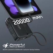 شارژر همراه (پاوربانک) فشرده پرومیت مدل POWERPACK-20PRO ظرفیت 20000 میلی آمپر ساعت به همراه شارژر 1