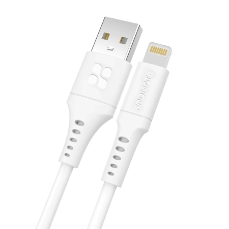 کابل USB-A به لایتنینگ شارژ سریع پرومیت به طول 2 متر مدل POWERLINK-AI200.WHITE