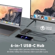 هاب USB-C پرومیت مدل MEDIAHUB-C6 با 6 درگاه خروجی 4