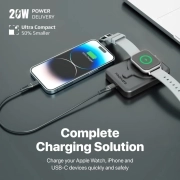 پاوربانک و شارژر بی سیم موبایل و اپل واچ پرومیت مدل POWERMAG-DUO.BLACK با باتری داخلی 10000 میلی آمپر 2