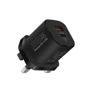 شارژر دیواری 33 وات پرومیت مدل POWERPORT-33.BLACK.EU با دو پورت USB-C و USB-A