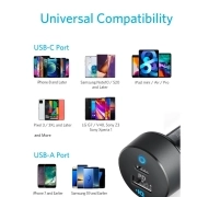 شارژر فندکی 20 وات انکر مدل PowerDrive PD+ 2 با دو پورت USB-C و USB-A 1