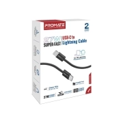 کابل USB-C به لایتنینگ شارژ سریع پرومیت مدل ECOLINE-CI120 به طول 1.2 متر و پشتیبانی از توان 27 وات- مشکی 3