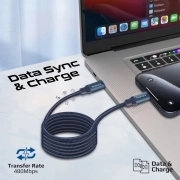 کابل USB-C به USB-C شارژ سریع پرومیت مدل SPRINGY.BLUE به طول 1.2 متر و امکان مرتب شدن مغناطیسی 7