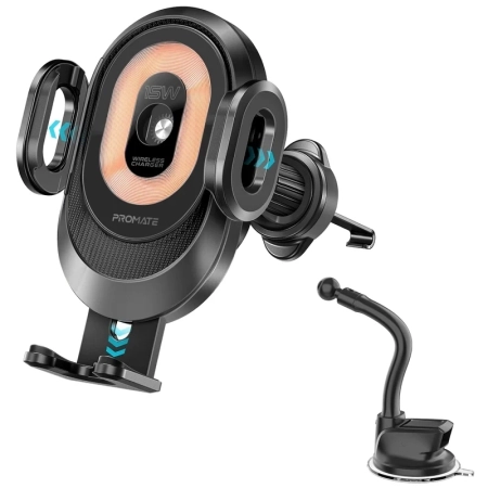 شارژر بیسیم و نگهدارنده گوشی پرومیت مدل POWERMOUNT-2 با فناوری Qi