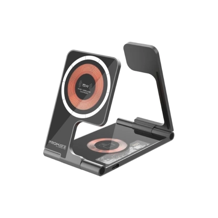 شارژر بیسیم پرومیت مدل AURAFOLD-TRIO با سه درگاه شارژ