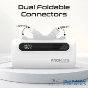 پاوربانک فوق کوچک پرومیت مدل POWERUP-DUO به ظرفیت 5000 میلی‌آمپرساعت با کانکتور USB-C و لایتنینگ داخلی- رنگ سفید 1