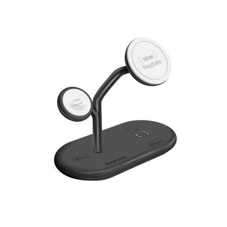 شارژر بیسیم پرومیت مدل SYNERGY-PRO با چهار درگاه شارژ- مشکی