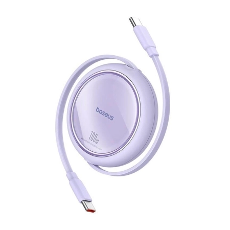 کابل شارژ سریع USB-C به USB-C بیسوس مدل Free2 Draw Mini یک متر - بنفش