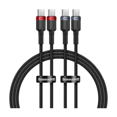 کابل شارژ سریع USB-C به USB-C بیسوس مدل Cafule یک متر - مشکی