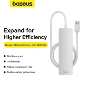 هاب 4 پورت بیسوس مدل BS-OH080 100cm سفید 1