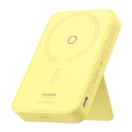 پاوربانک مگنتی چندکاره بیسوس مدل MagPro P10064101Y23-00 ظرفیت 5000mAh و توان 20W- زرد لیمویی