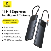 هاب 7 پورت بیسوس مدل UltraJoy Series خاکستری تیره
