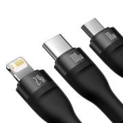 کابل شارژ سریع USB به USB-C، MICRO USB و لایتنینگ بیسوس مدل Flash Series Ⅱ 1.2 متر