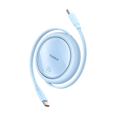 کابل شارژ سریع USB-C به USB-C بیسوس مدل Free2 Draw Mini یک متر - آبی