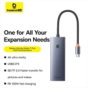 هاب 6 پورت بیسوس مدل UltraJoy Series 60HZ خاکستری تیره