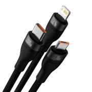 کابل شارژ سریع USB به USB-C، MICRO USB و لایتنینگ بیسوس مدل Flash Series Ⅱ 1.2 متر 1