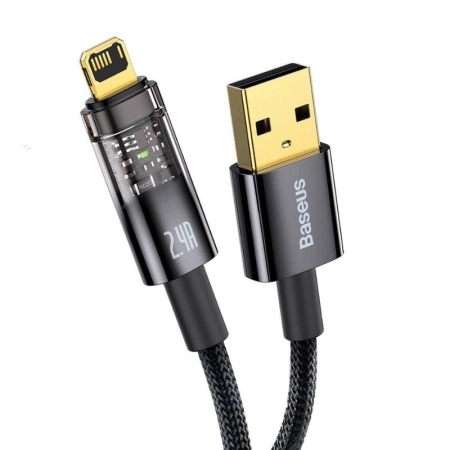 کابل شارژ سریع USB-A به لایتنینگ بیسوس مدل Auto Power-Off 2.4A طول 1 متر