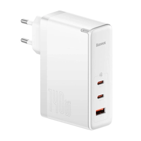 شارژر دیواری بیسوس مدل GaN5 Pro 140W با کابل - سفید