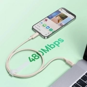 کابل شارژ سریع USB-C به لایتنینگ بیسوس مدل Habitat Series دو متر صورتی 4