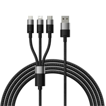 کابل شارژ سریع چندکاره بیسوس مدل StarSpeed CAXS000001 به طول 1.2 متر - مشکی