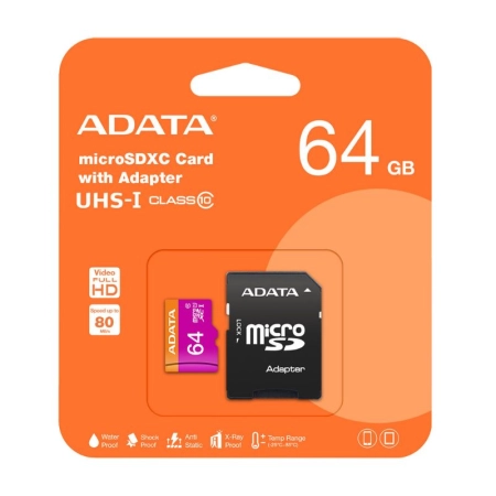 کارت حافظه‌ microSDXC ای دیتا مدل UHS-I U1 ظرفیت 64GB (80MB/s)