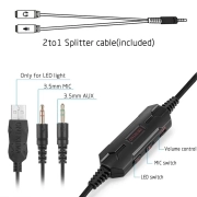 هدفون سیمی گیمینگ اونیکوما مدل M180 - مشکی 2