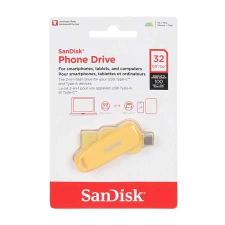 فلش مموری سن دیسک مدل PHONE DRIVE ظرفیت 32GB- زرد