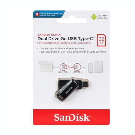 فلش مموری سن دیسک مدل ULTRA DUAL DRIVE GO ظرفیت 32GB- مشکی