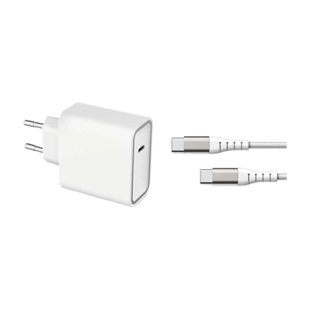 شارژر دیواری فورس مدل 65W Power Delivery GaN کابل - سفید