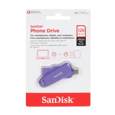فلش مموری سن دیسک مدل PHONE DRIVE ظرفیت 128GB- بنفش
