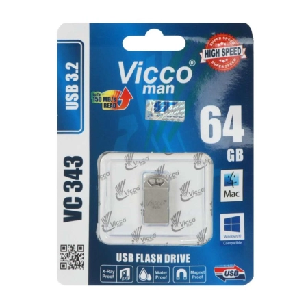 فلش مموری ویکو من مدل VC343 S ظرفیت 64GB- نقره‌ای