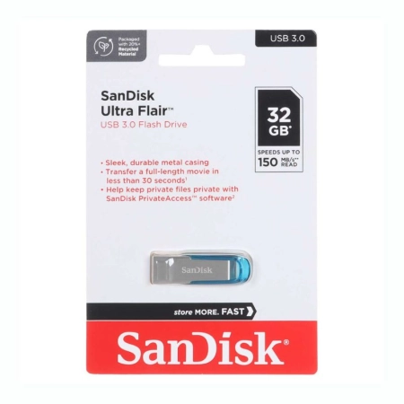 فلش مموری سن دیسک مدل UlLTRA FLAIR ظرفیت 32GB - آبی