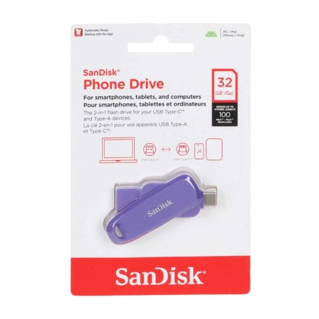 فلش مموری سن دیسک مدل PHONE DRIVE ظرفیت 32GB- بنفش