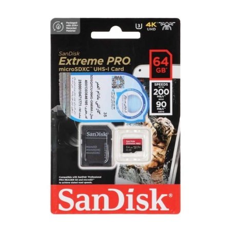 کارت حافظه‌ microSDXC سن دیسک مدل EXTREME PRO ظرفیت 64GB (گارانتی سازگار ارقام)