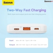پاوربانک بیسوس مدل Airpow PPQD090102 ظرفیت 30000mAh - سفید 1