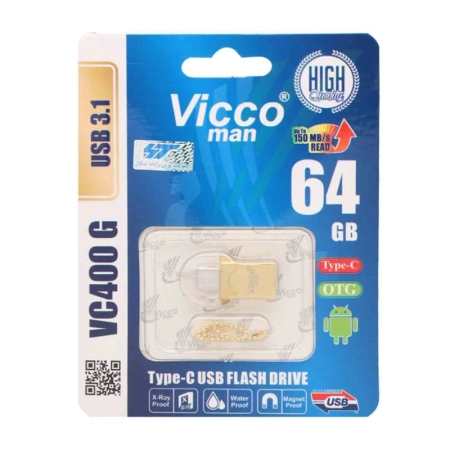 فلش مموری ویکو من مدل VC400 G ظرفیت 64GB- طلایی