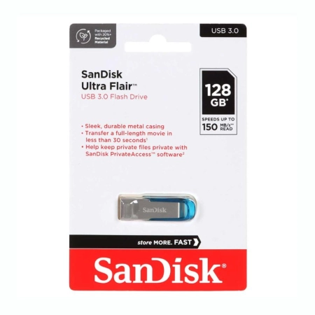 فلش مموری سن دیسک مدل UlLTRA FLAIR ظرفیت 128GB - آبی