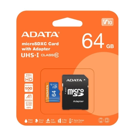 کارت حافظه‌ microSDXC ای دیتا مدل UHS-I U1 ظرفیت 64GB (100MB/s)