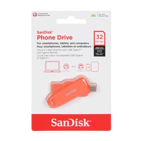 فلش مموری سن دیسک مدل PHONE DRIVE ظرفیت 32GB- نارنجی