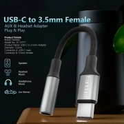 مبدل جک 3.5 میلی‌متری به USB-C ارلدام مدل ET-OT77 - خاکستری