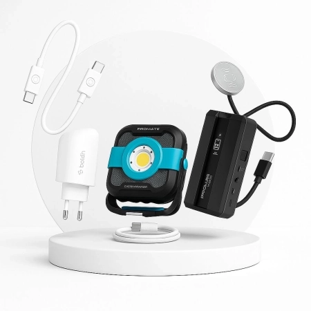 پکیج شارژ و سفر 4 کاره- پاوربانک، شارژر دیواری، کابل و چراغ چندکاره