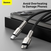کابل شارژ USB-C به لایتنینگ بیسوس مدل Cafule CATLJK-A01 طول 1m - مشکی 2